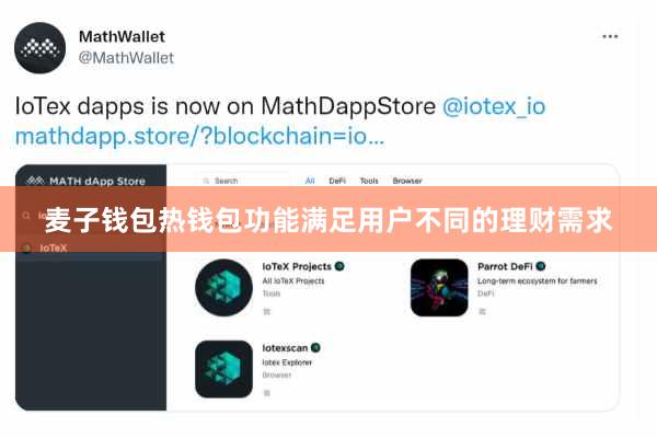 麦子钱包热钱包功能满足用户不同的理财需求