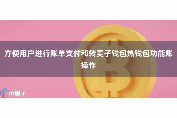 方便用户进行账单支付和转麦子钱包热钱包功能账操作