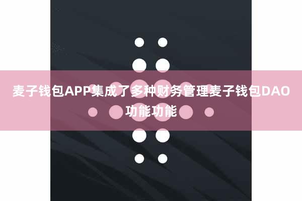 麦子钱包APP集成了多种财务管理麦子钱包DAO功能功能